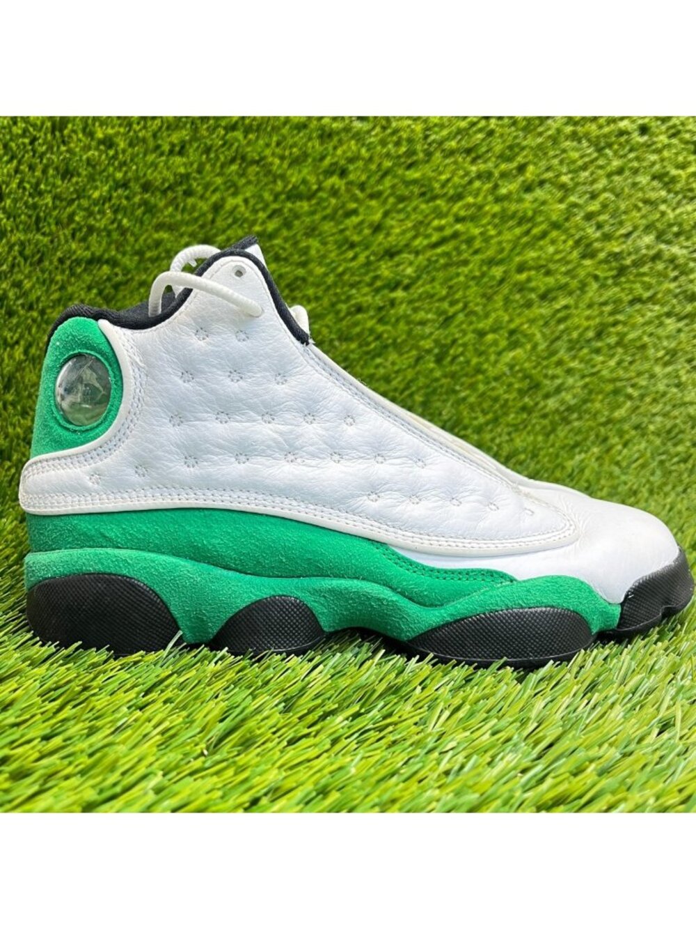 Nike Air Jordan 13 Retro Boys Size 4.5Y White Green Basketball‎ Shoes Sneakers